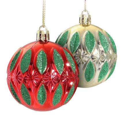 ВИНТЕР Гранат, набор шаров, 4 шт, 6 см, красный/золотой