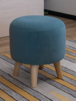 ЭЛЛИ, пуф с деревянными ножками, 40х43 см, велюр, мятный/бирюзовый