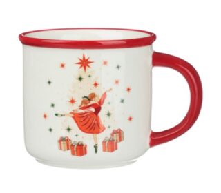 ВИНТЕР Щелкунчик, кружка, 400 мл, керамика, белый/красный
