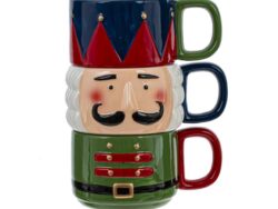 ВИНТЕР Щелкунчик, набор кружек из керамики, 3 шт, 300 мл, разноцветный