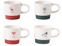 ВИНТЕР Чудо, набор кружек, 4 предмета, 395 мл, фарфор, красный/зеленый