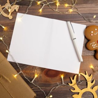 ВИНТЕР, открытка на акварельном картоне, Елочка, 12х16 см, зеленый/золотой