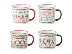 ВИНТЕР Свитер, набор кружек, 4 предмета, 355 мл, фарфор, красный/зеленый
