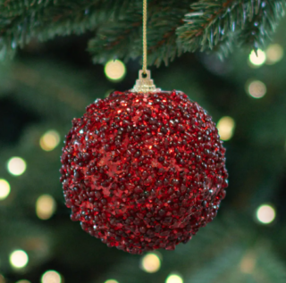 ВИНТЕР, шар елочный с блестками, 8 см, красный