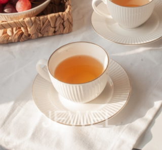 БЬЯНКО, чайный набор на 2 персоны, 270 мл, фарфор, белый с золотом