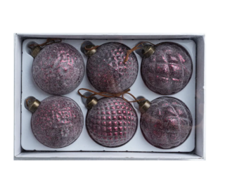 ВИНТЕР, набор стеклянных шаров, 6 штук, 8 см, розовый