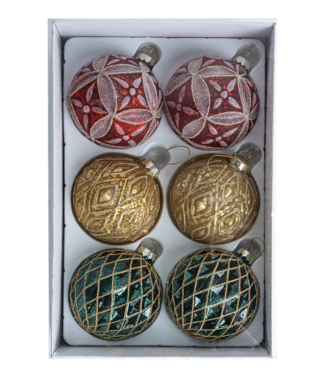 ВИНТЕР, набор стеклянных шаров, 6 штук, 8 см, микс