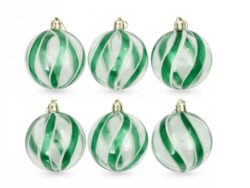 ВИНТЕР Ариан, набор шаров, 6 шт, 6 см, зеленый/полосы