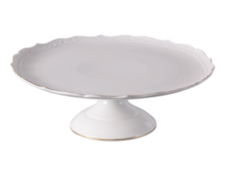 КРУЖЕВО, тортовница 28 см, фарфор, белый с золотом