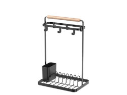 ЛЕМАКС, многофункциональная сушилка с ручкой и крючками, черный