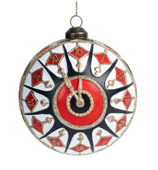 ВИНТЕР, шар елочный, 8 см, часы, красный/синий