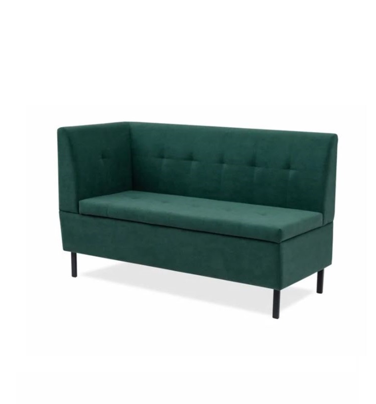 ОЛИВЕР, диван кухонный с ящиком, подлокотник слева, 137 см, велюр, форест зеленый