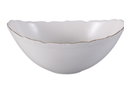 КРУЖЕВО, салатник овальный, 19 см, фарфор, белый с золотом