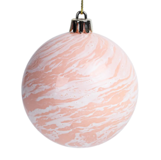 ВИНТЕР, шар елочный, под мрамор, 8 см, розовый