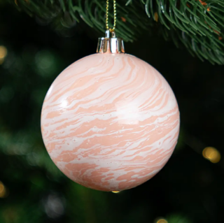 ВИНТЕР, шар елочный, под мрамор, 8 см, розовый
