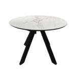 СФЕРА, керамический стол, раздвижной 100/130 см, белый мрамор, черные ножки, М2