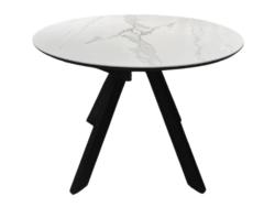 СФЕРА, керамический стол, раздвижной 100/130 см, белый мрамор, черные ножки, М2
