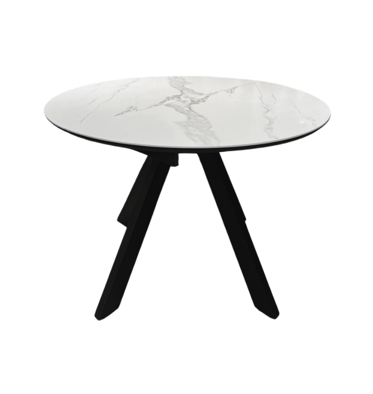СФЕРА, керамический стол, раздвижной 100/130 см, белый мрамор, черные ножки, М2 СФЕРА, керамический стол, раздвижной 100/130 см, белый мрамор, черные ножки, М2