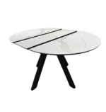 СФЕРА, керамический стол, раздвижной 100/130 см, белый мрамор, черные ножки, М2