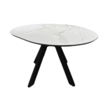 СФЕРА, керамический стол, раздвижной 100/130 см, белый мрамор, черные ножки, М2