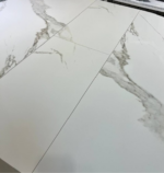 СФЕРА, керамический стол, раздвижной 100/130 см, белый мрамор, черные ножки, М2