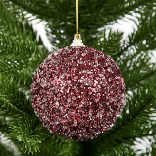 ВИНТЕР, шар елочный с блестками, 8 см, темно-розовый