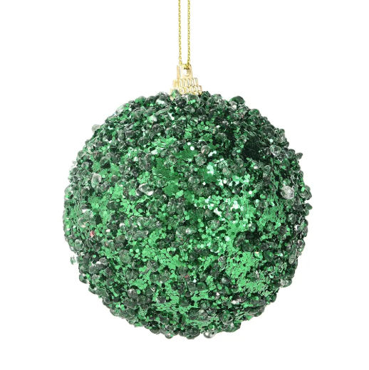 ВИНТЕР, шар елочный с блестками, 8 см, зеленый
