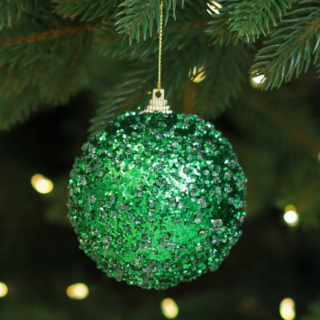 ВИНТЕР, шар елочный с блестками, 8 см, зеленый