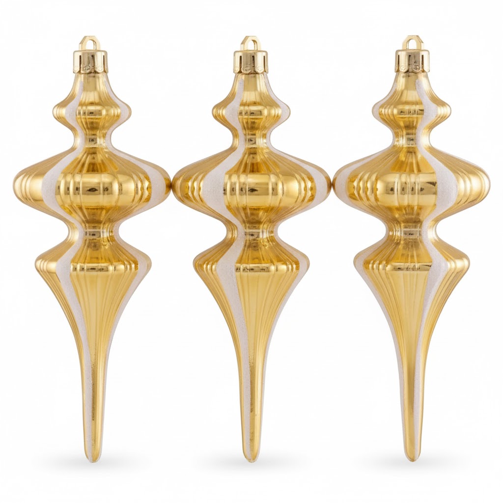 ВИНТЕР, набор елочных украшений, 15,1 см, 3 шт, капля, золотой