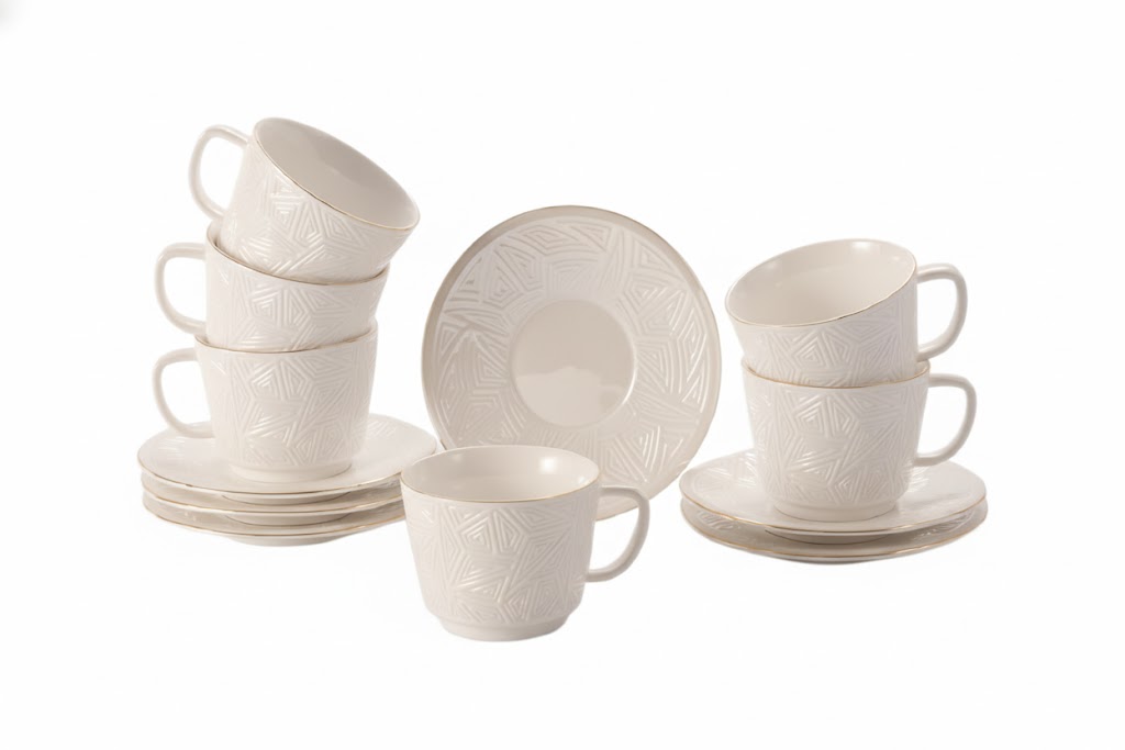ОПАЛ, чайный набор на 6 персон, 12 предметов, фарфор, белый ОПАЛ, чайный набор на 6 персон, 12 предметов, фарфор, белый