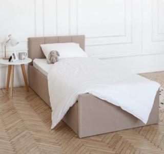 БЛУМ, мягкая односпальная кровать с ящиками, 90х200 см, бежевый