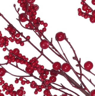ВИНТЕР, ветка декоративная с ягодами, 83 см, красный