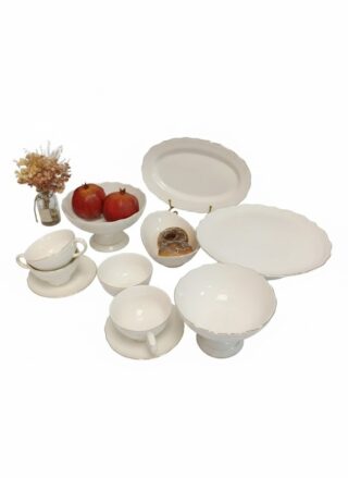 КРУЖЕВО, конфетница, 16 см, фарфор, белый с золотом