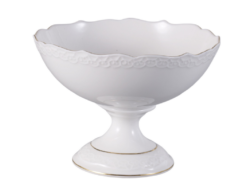 КРУЖЕВО, конфетница, 16 см, фарфор, белый с золотом