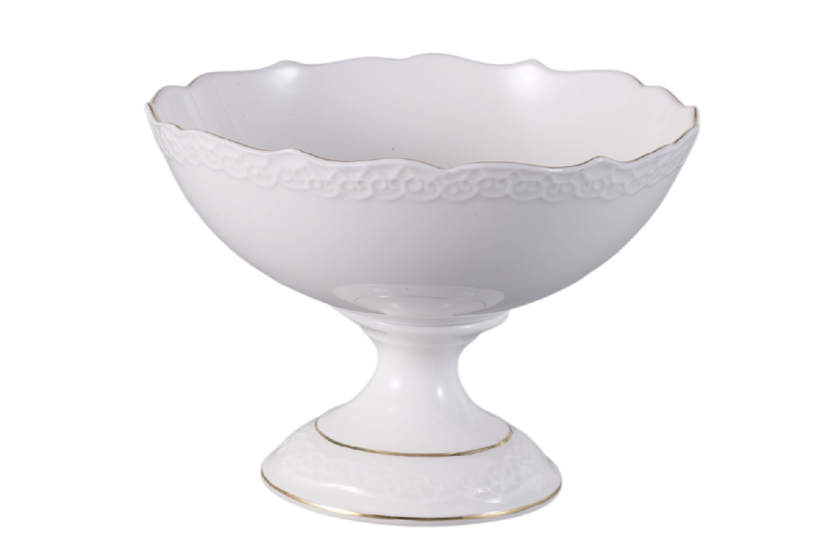 КРУЖЕВО, конфетница, 16 см, фарфор, белый с золотом КРУЖЕВО, конфетница, 16 см, фарфор, белый с золотом