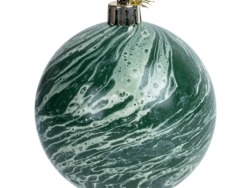 ВИНТЕР, шар елочный, под мрамор, 8 см, зеленый