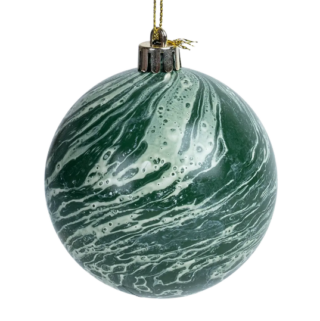 ВИНТЕР, шар елочный, под мрамор, 8 см, зеленый