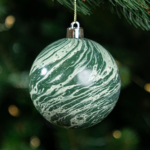 ВИНТЕР, шар елочный, под мрамор, 8 см, зеленый