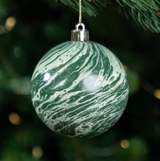 ВИНТЕР, шар елочный, под мрамор, 8 см, зеленый