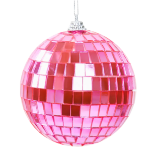ВИНТЕР, елочный шар, диско-шар, 8 см, ярко-розовый