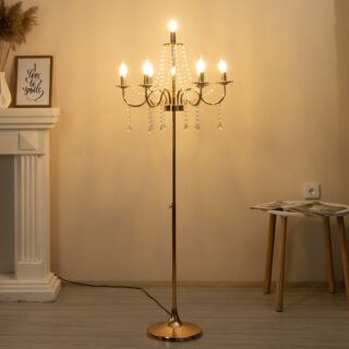 ВИНТАЖ, торшер напольный, E14, без переходника (китайская вилка), 58х58х100-156 см, золотой