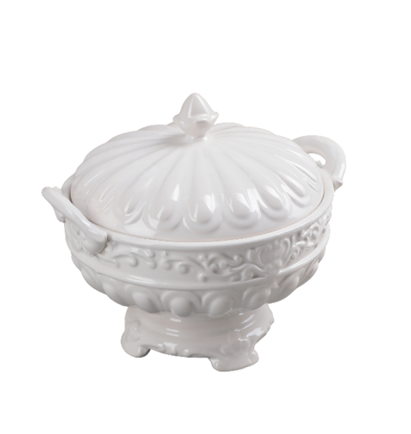 ВИНТАЖ, конфетница с крышкой, керамика, 19 см, белый