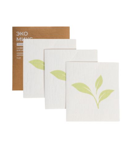 ЭКО, салфетки универсальные из целлюлозы и хлопка, 17х19 см, 3 шт