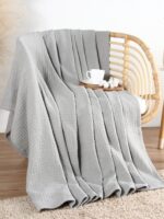 ВАФФЛ, плед/покрывало вафельное, хлопок, 220х240 см, светло-серый