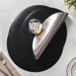 СПУТНИК, салфетки сервировочные, 4 шт, круглые, 38 см, двусторонние, серебряный/черный