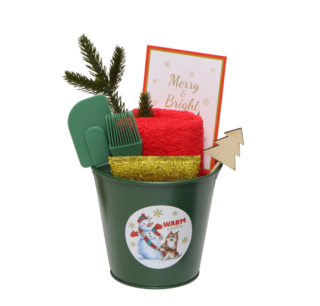 ВИНТЕР Снеговик, набор новогодний подарочный: полотенце 30×60, лопатка, кисть, губка