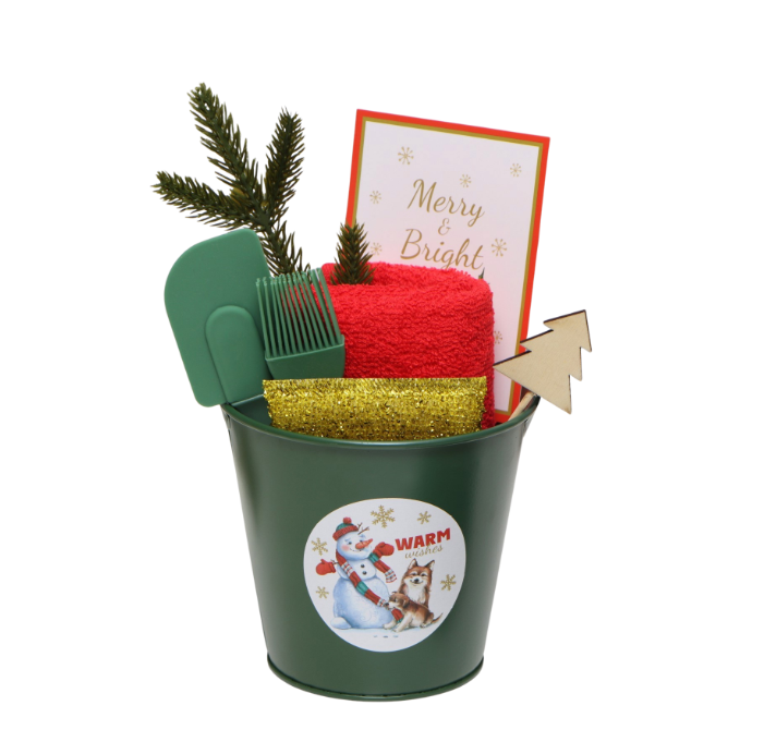 ВИНТЕР Снеговик, набор новогодний подарочный: полотенце 30×60, лопатка, кисть, губка