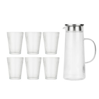 САТОШИ, набор кувшин для воды, 1,3 л, 6 стаканов, 200 мл, стекло