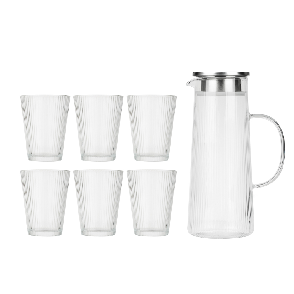 САТОШИ, набор кувшин для воды, 1,3 л, 6 стаканов, 200 мл, стекло