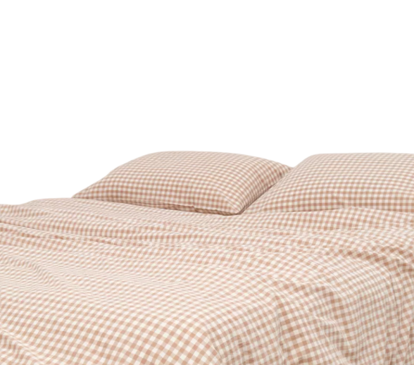 КАНТРИ, комплект постельного белья, 2 спальный, хлопок, бежевая клетка мелкая